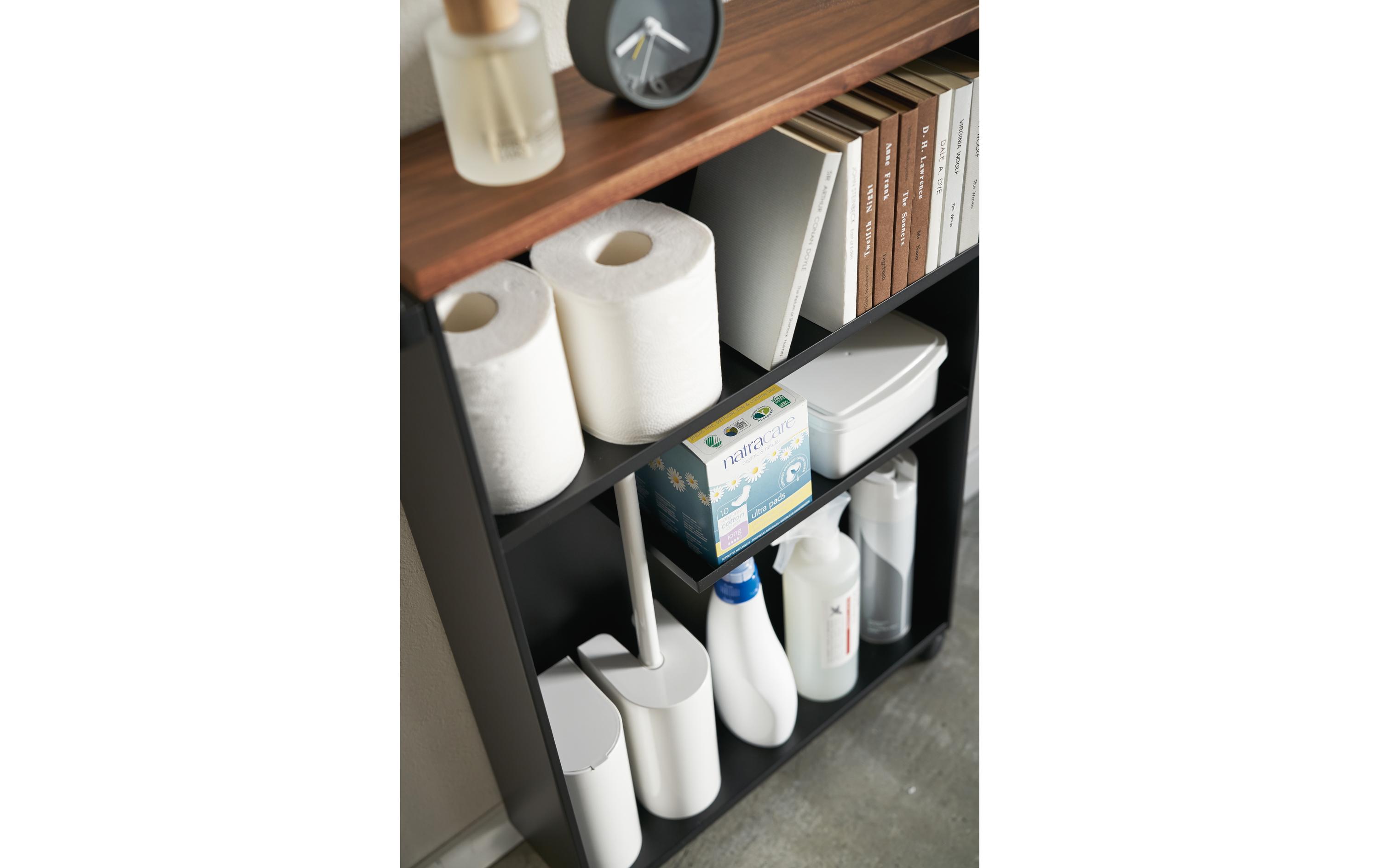 Badezimmerregal Tower 68 cm, Schwarz<br>Aufbewahrungswagen auf Rädern