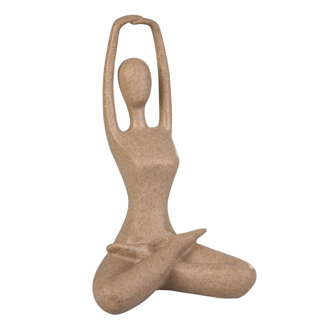 Yogafigur sitzend - braun - ca. 14 x 12 x 23,5 cm