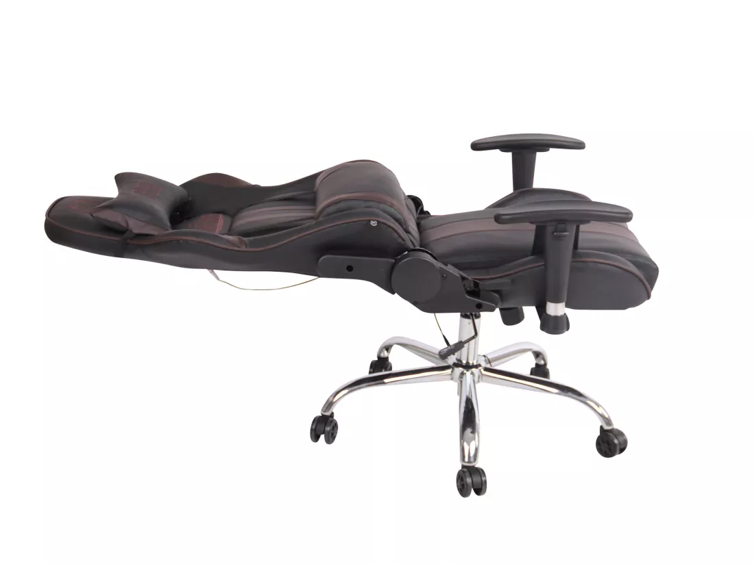 Chaise de bureau - Similicuir & Métal chromé - Noir / Marron - Limit XM