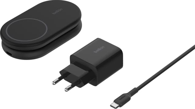 Belkin BoostCharge Qi2 magnetisk foldbar opladningsstander (sort)