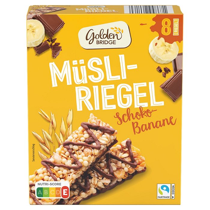 GOLDEN BRIDGE Müsli-Riegel 8 x 25 g, Schoko-Banane