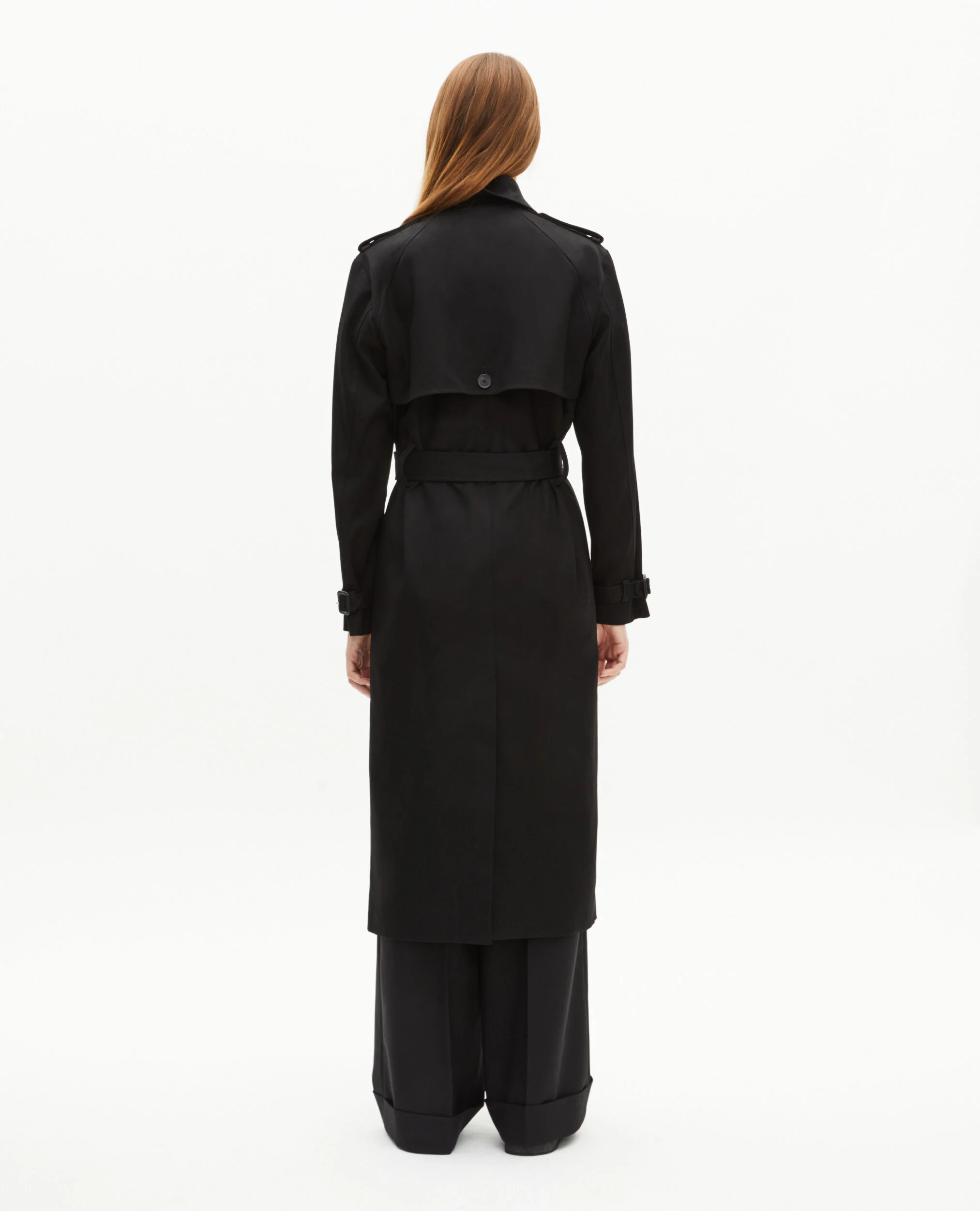 Trench long en coton noir