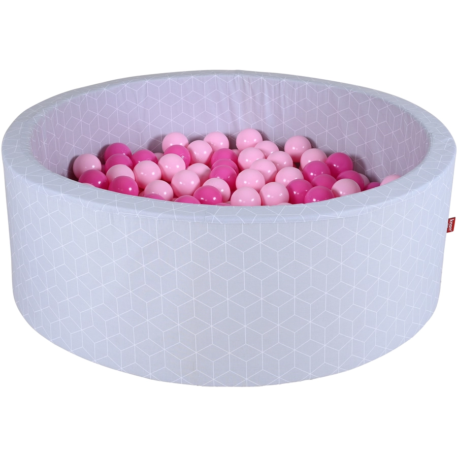 knorr toys® Bällebad soft - Geo cube grey - 300 balls soft pink grau