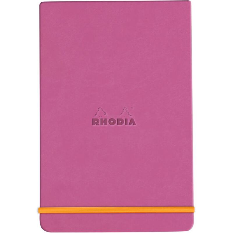 Rhodiarama Webnotepad rembordé rigide A5 192 pages ligné microperforé papier ivoire 90g fermeture élastique - Lilas
