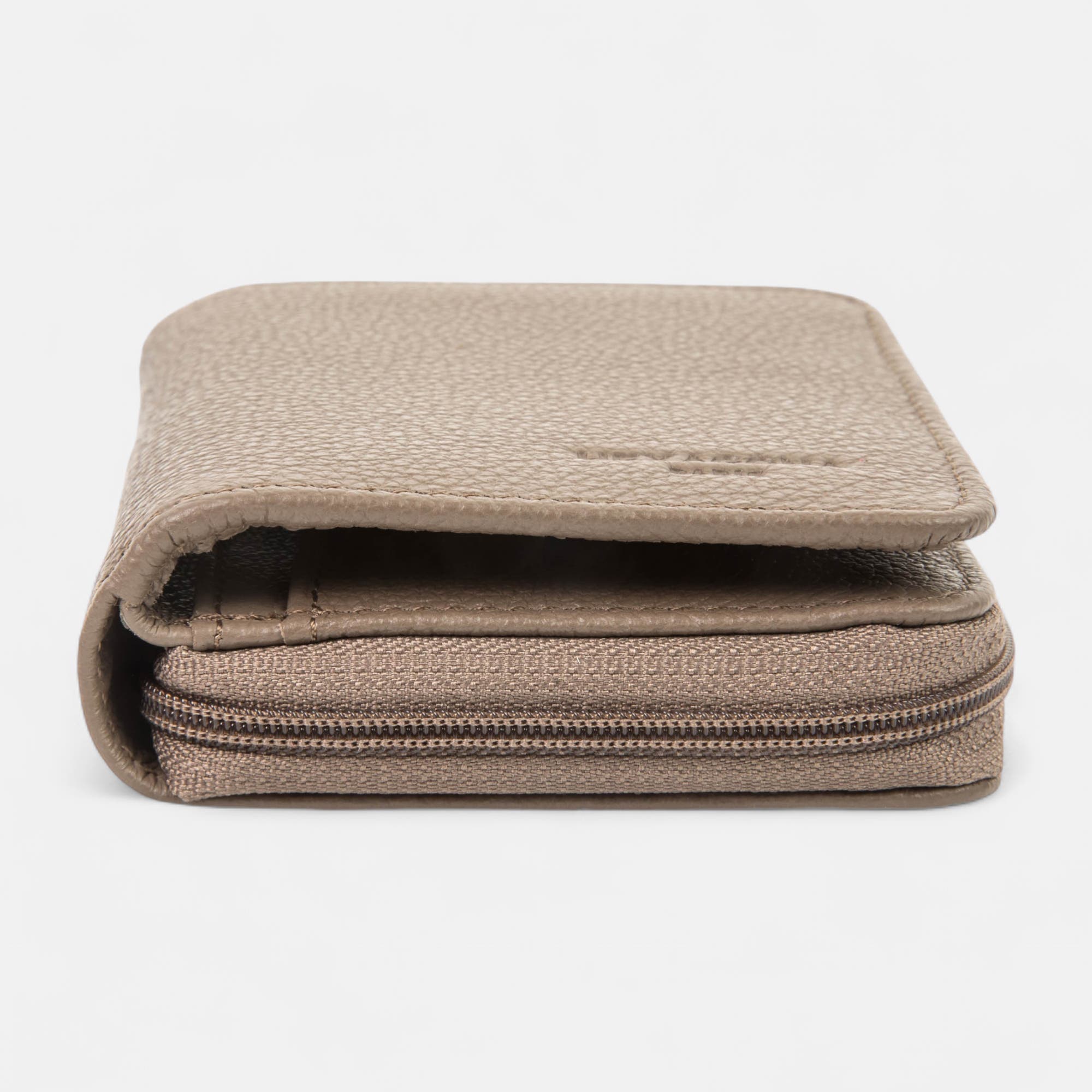Petite maroquinerie en cuir taupe