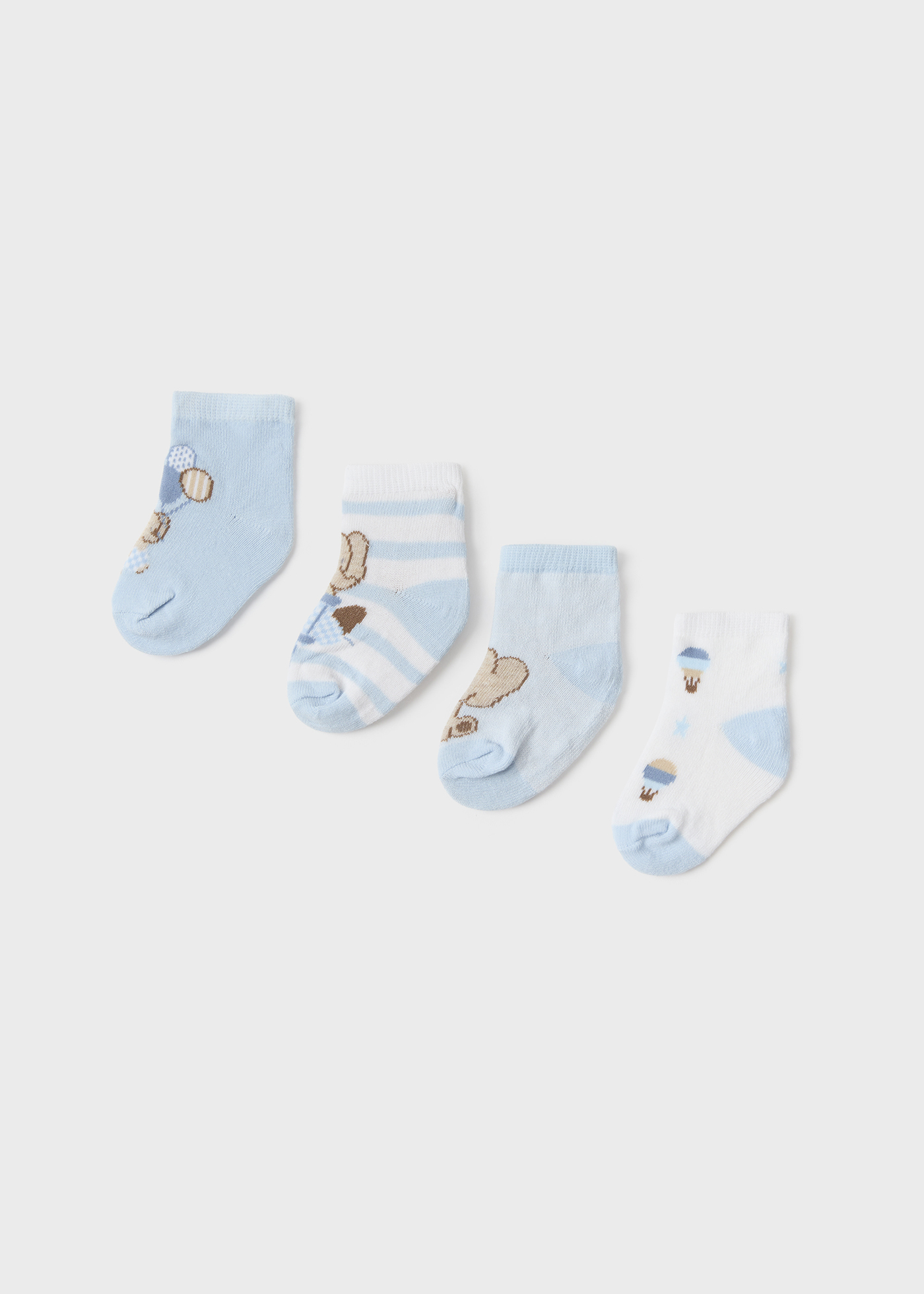 Conjunto de 4 meias de algodão orgânico para recém-nascidos (azul-marinho)