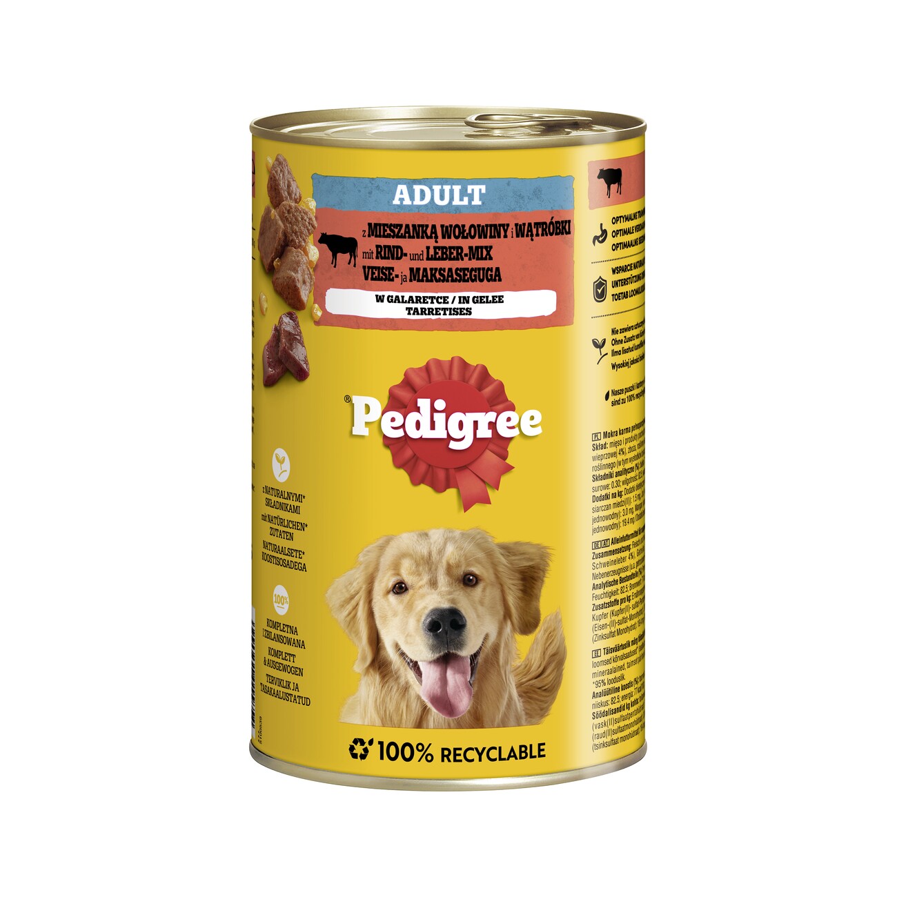 Pedigree Nassfutter Hund Adult, in Gelee, Rind 12x1,2 kg