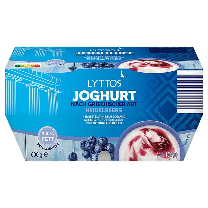 LYTTOS Fruchtjoghurt griechischer Art 600 g, Heidelbeere