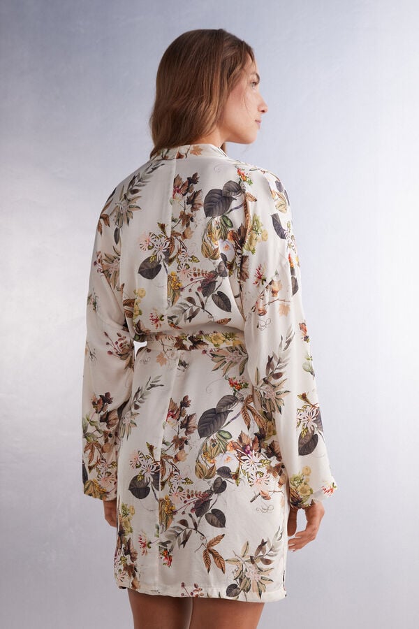 Kimono de cetim viscose Autumn Botanics