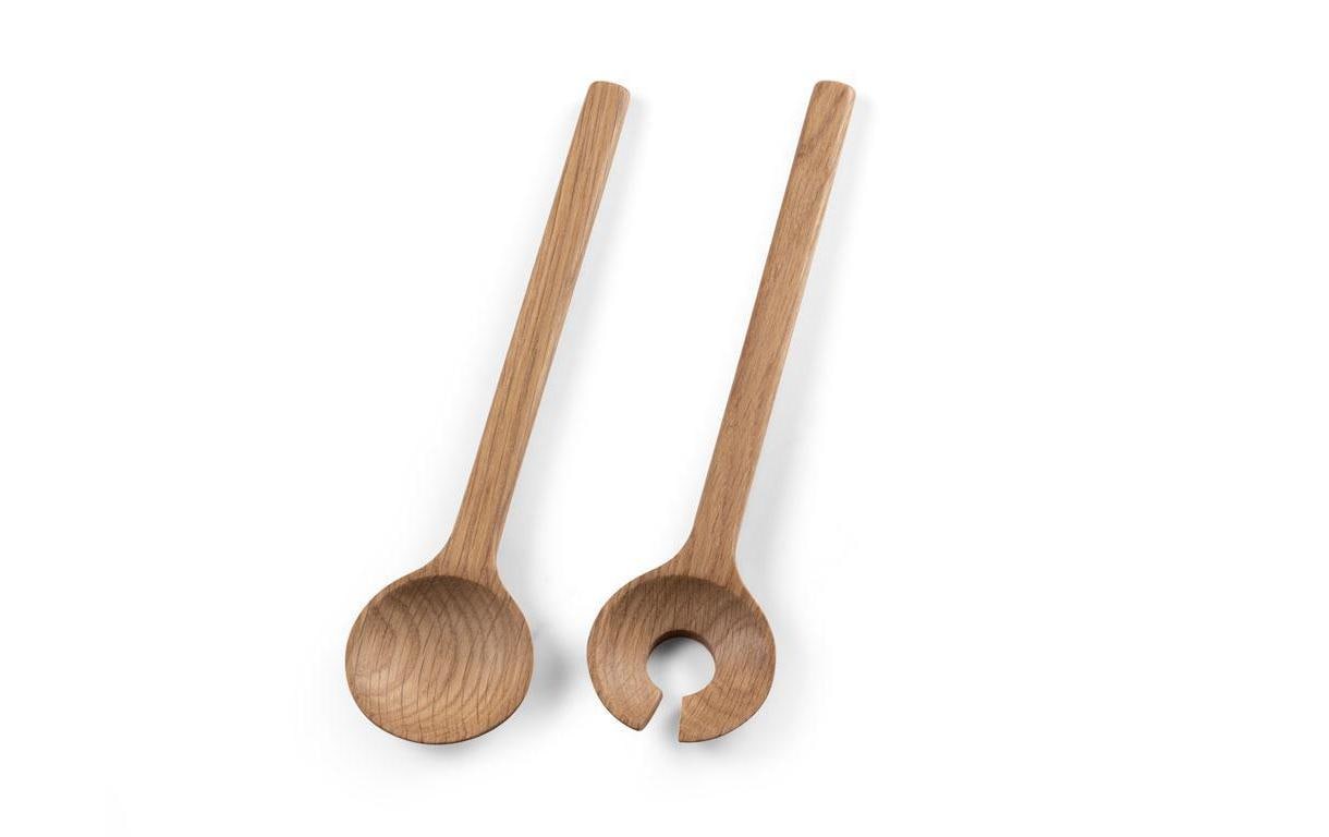 Salatbesteck 24 cm EichenholzSalatlöffel und -gabel aus Eichenholz