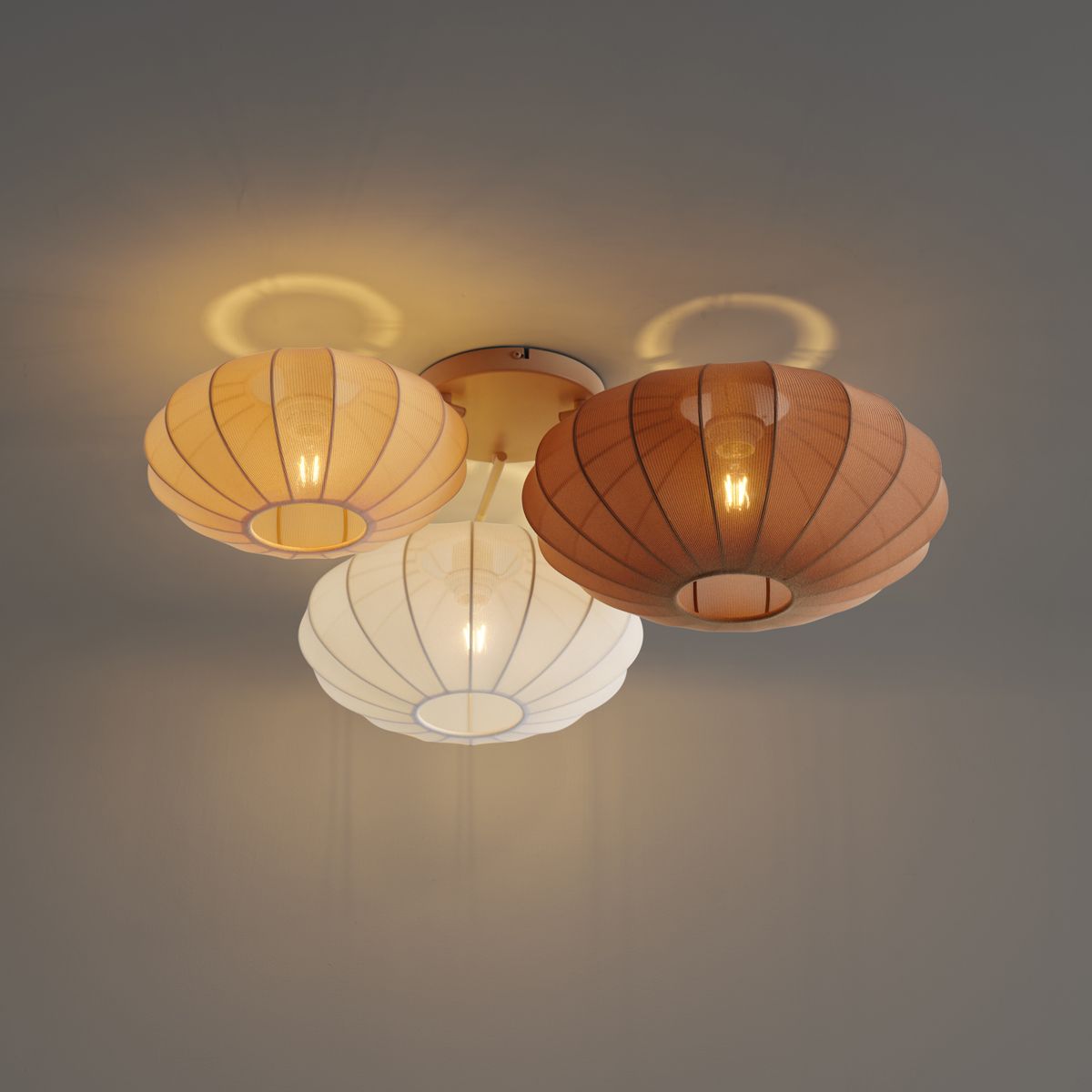 Japandi plafondlamp wit met beige en bruin 3-lichts - Multi Bida