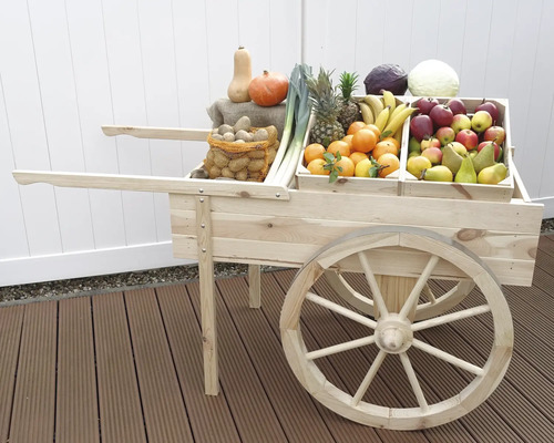Marktwagen zonder luifel 173 x 82 x 80 cm, natuurlijk hout