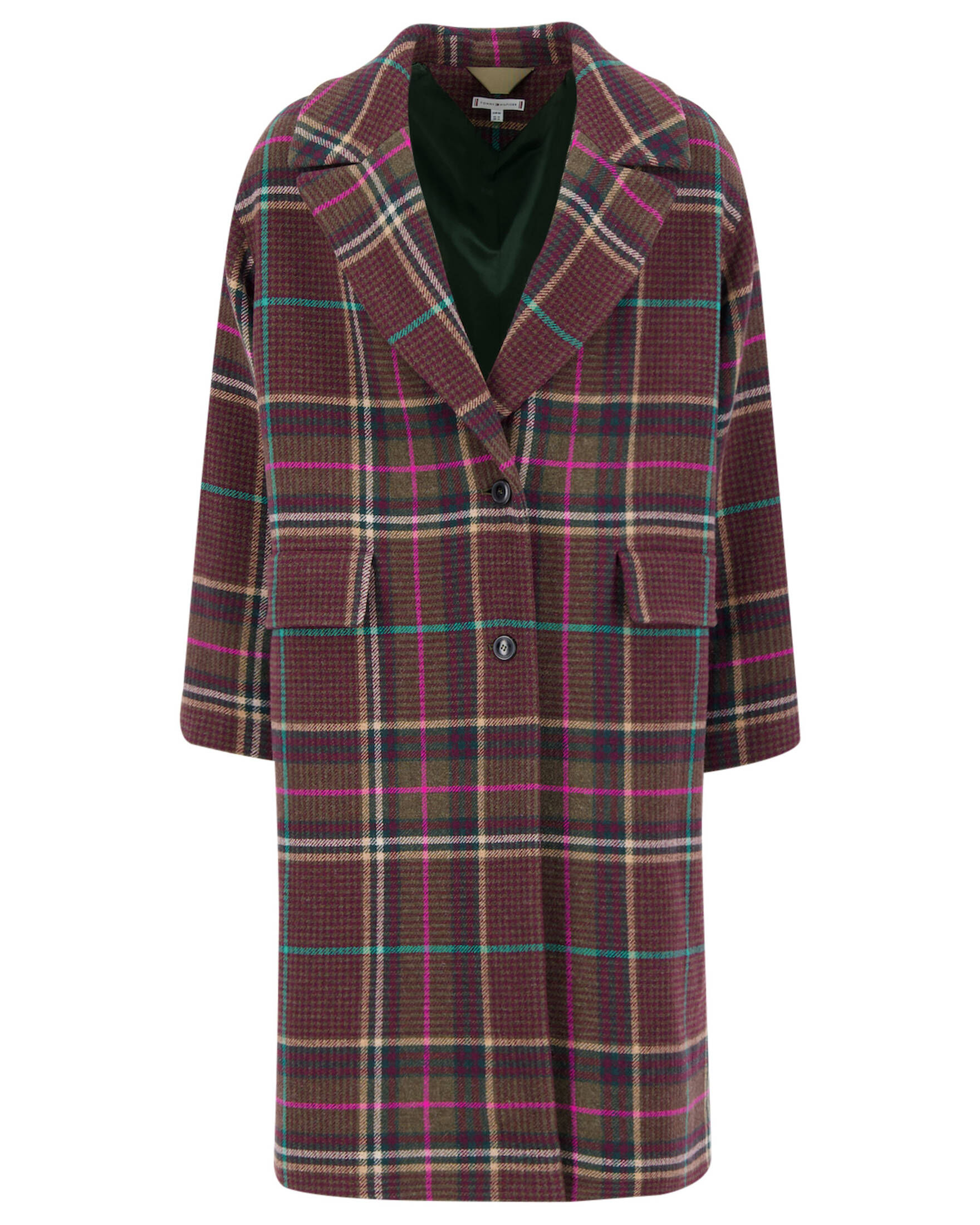 Tommy Hilfiger| Damen Mantel CRV WOOL BLEND CHK SB RLX COAT - Plus Size
