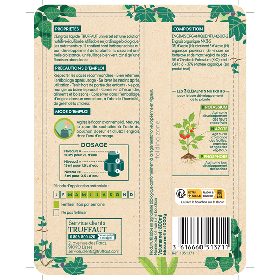 Engrais liquide Truffaut universel 800 ml