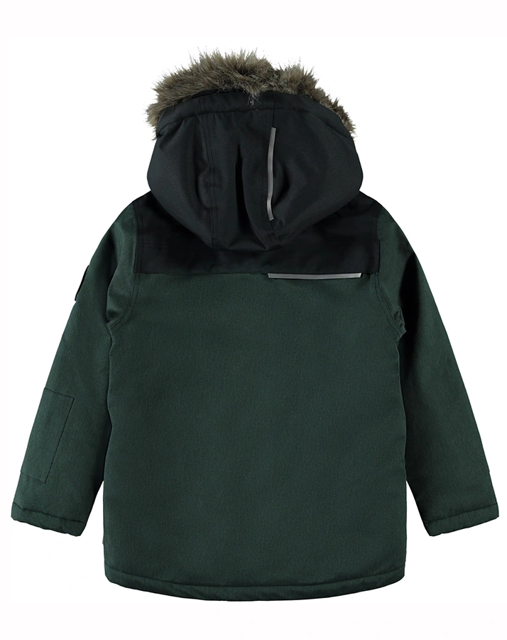 Funktions-Winterjacke NKMSNOW10 mit Kunstfellbesatz in dunkelgrün