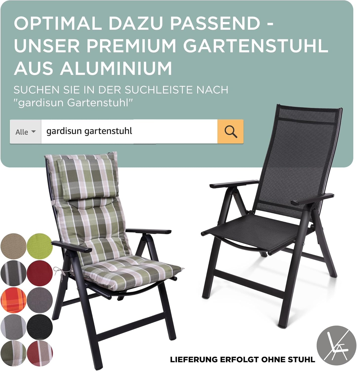 Gartenstuhlauflagen Hochlehner mit Kopfteil I Extra Dicke Sitzauflagen I Made in EU I Ideale Polsterauflagen für Hochlehner I Auflagen mit extra hoher Lichtechtheit I 4er Set I Grün kariert