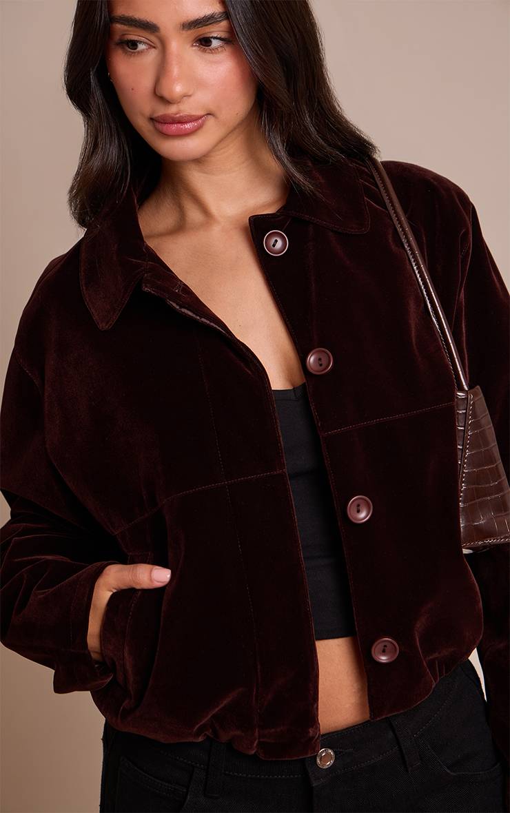 Chocolat Veste Bomber En Velours Petite