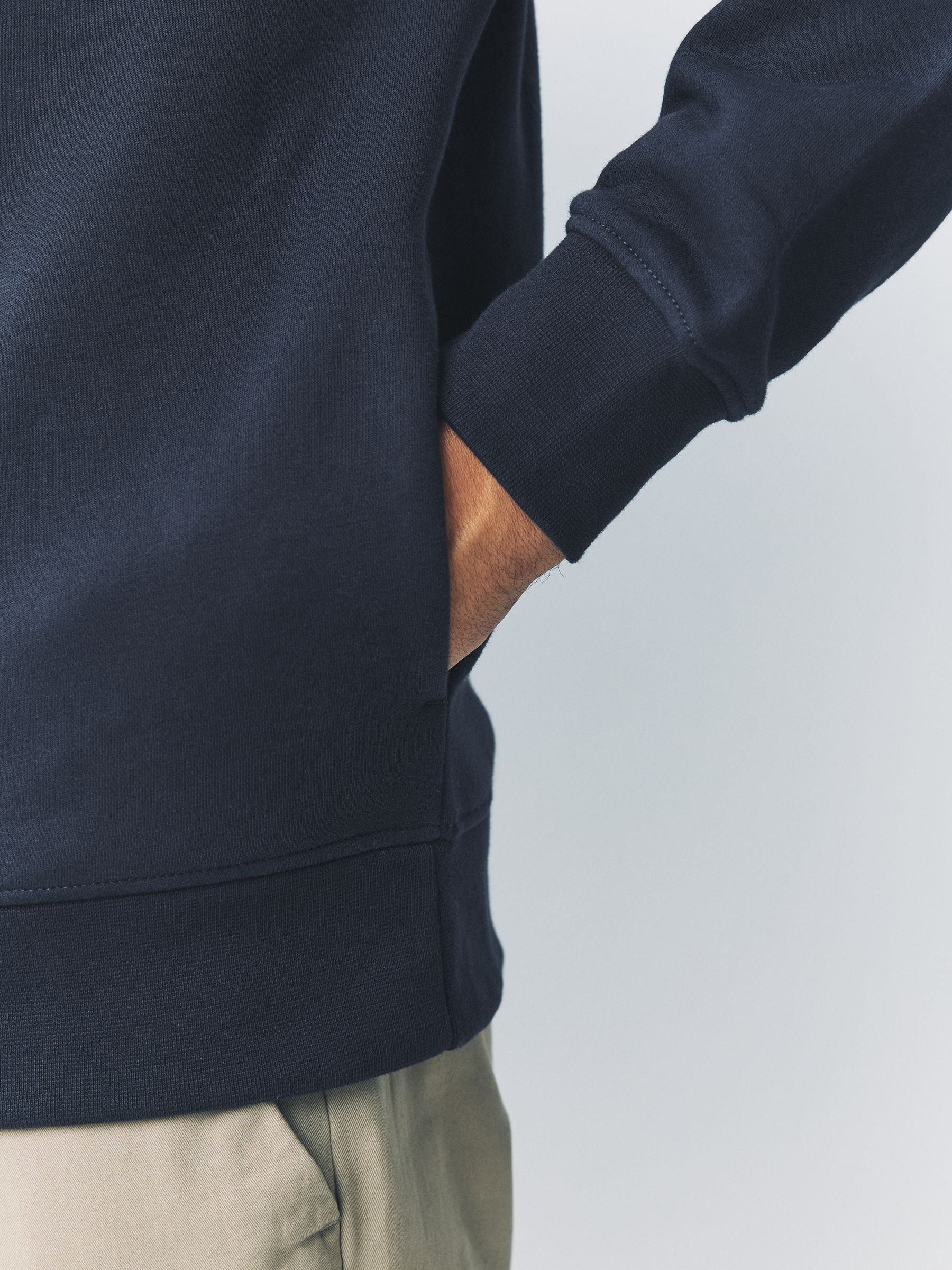 Donkerblauw - Kwartrits - Sweatshirt van jersey met hoog katoengehalte
