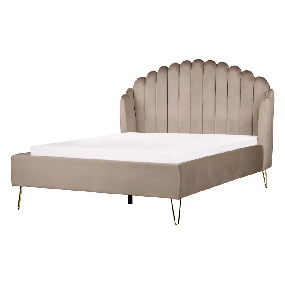 AMBILLOU - Tweepersoonsbed - Taupe - 140 x 200 cm - Fluweel