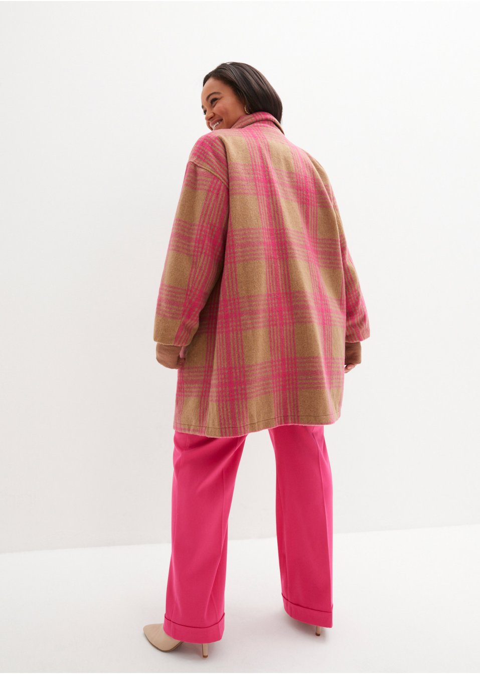 Veste longue à carreaux