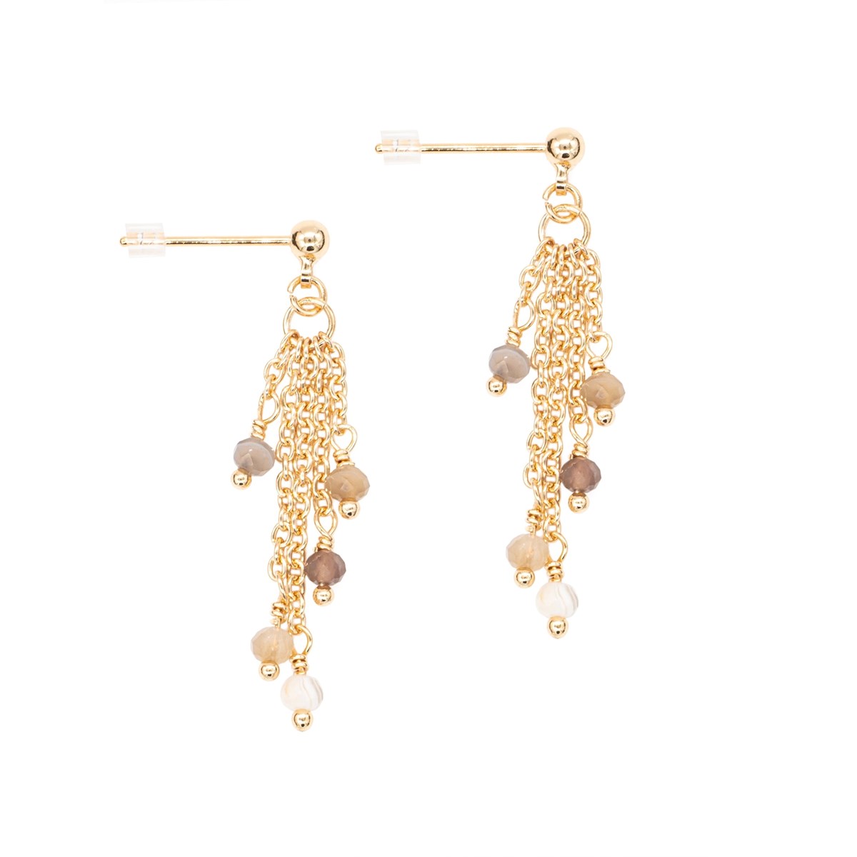 Boucles d'oreilles Bianca en pierres Agate Botswana