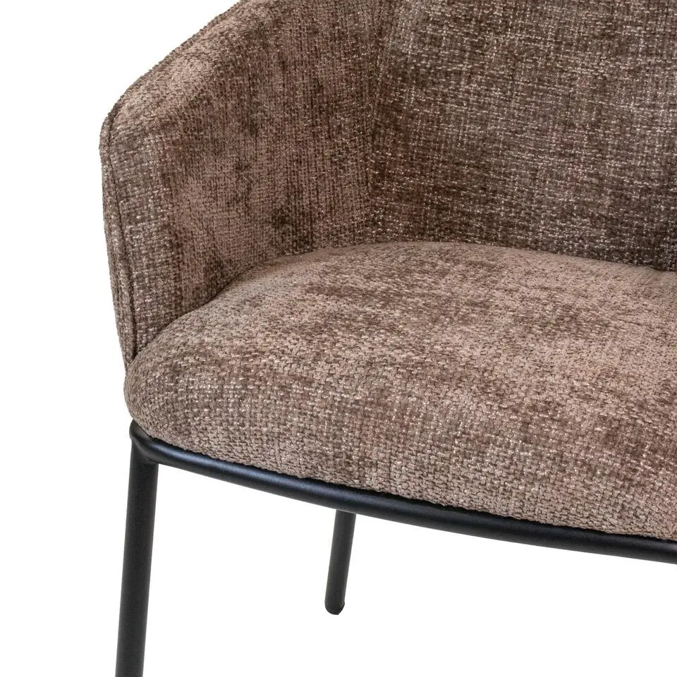Eetkamerstoel Taupe - Stof - Zithoogte 51cm - Stoel Mae - Set van 2