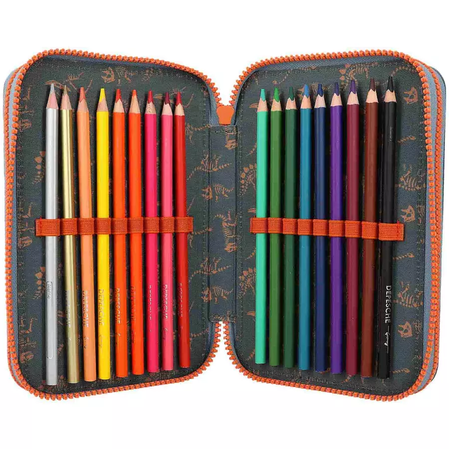 Depesche 3-Fach Federtasche Roar Dino World 20 x 13 cm bunt