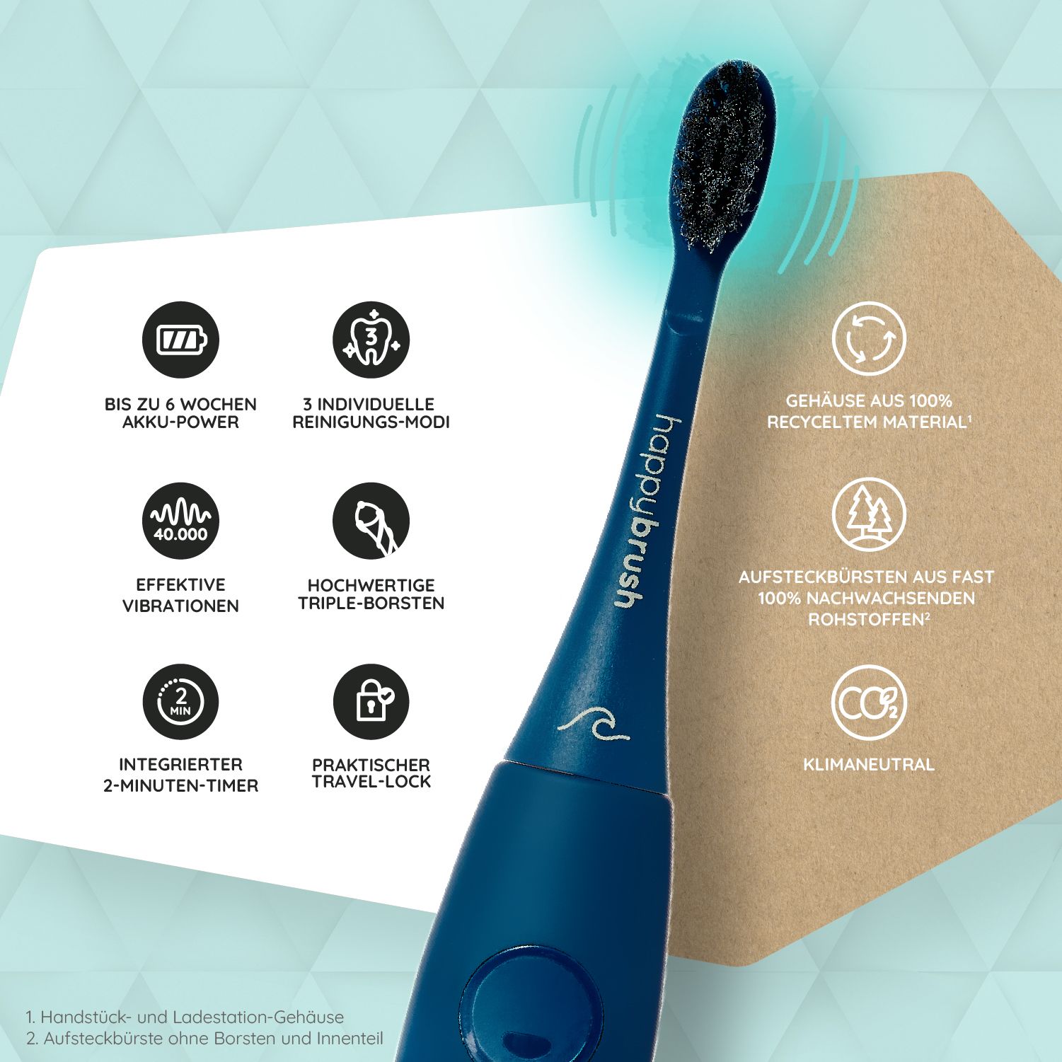happybrush Schallzahnbürste ECO VIBE 3 Set M