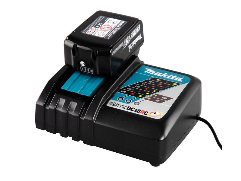 Makita Power Source-Kit 18 V LXT Ladegerät   2x 18 V 5Ah Ak Schnellladegerät DC18RC mit zwei BL1850B 90 Wh Akkus