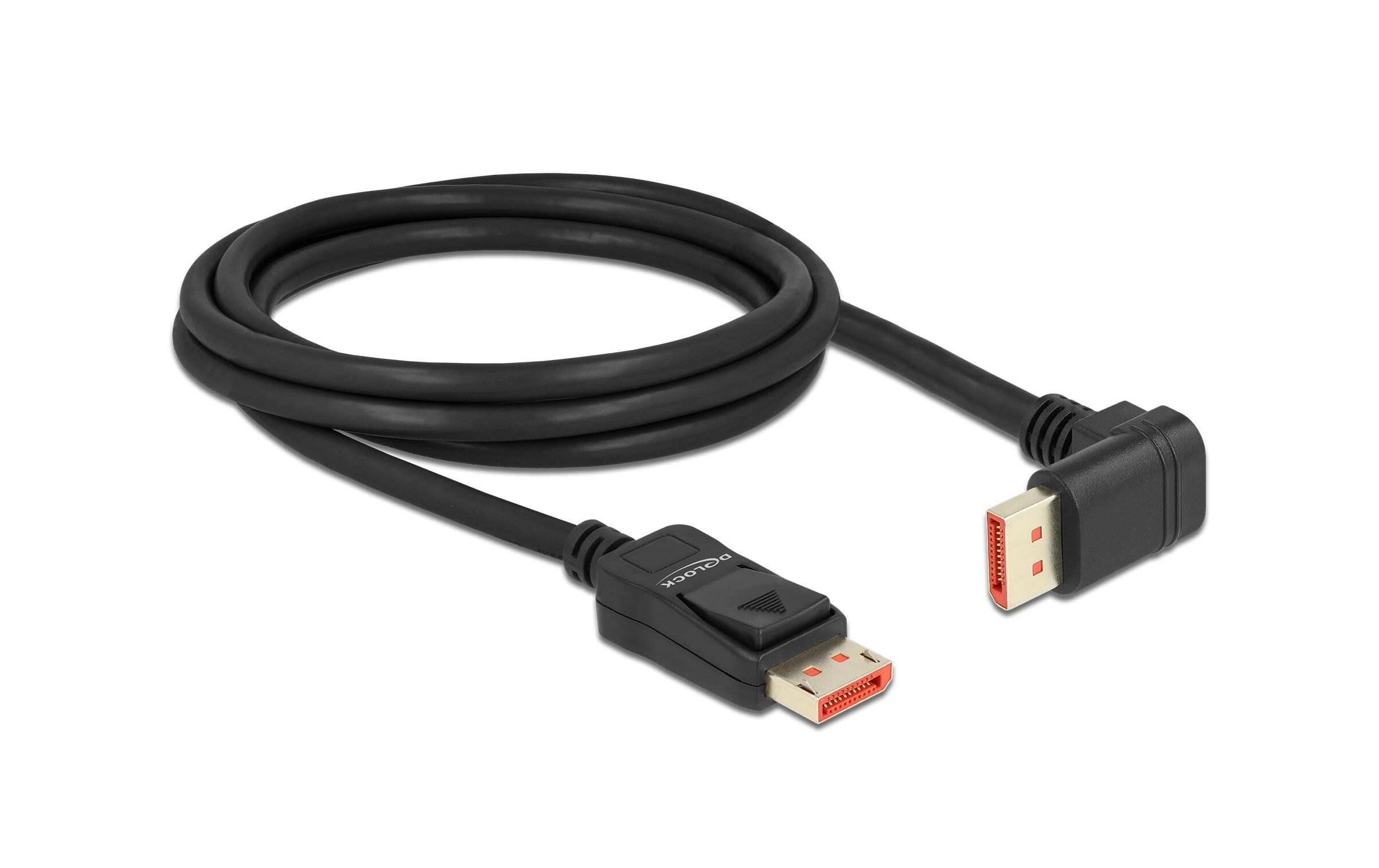 Kabel Unten gewinkelt DisplayPort - DisplayPort, 2 mDisplayPort Kabel Stecker gerade zu Stecker 90° unten gewinkelt 8K 60 Hz 2 m