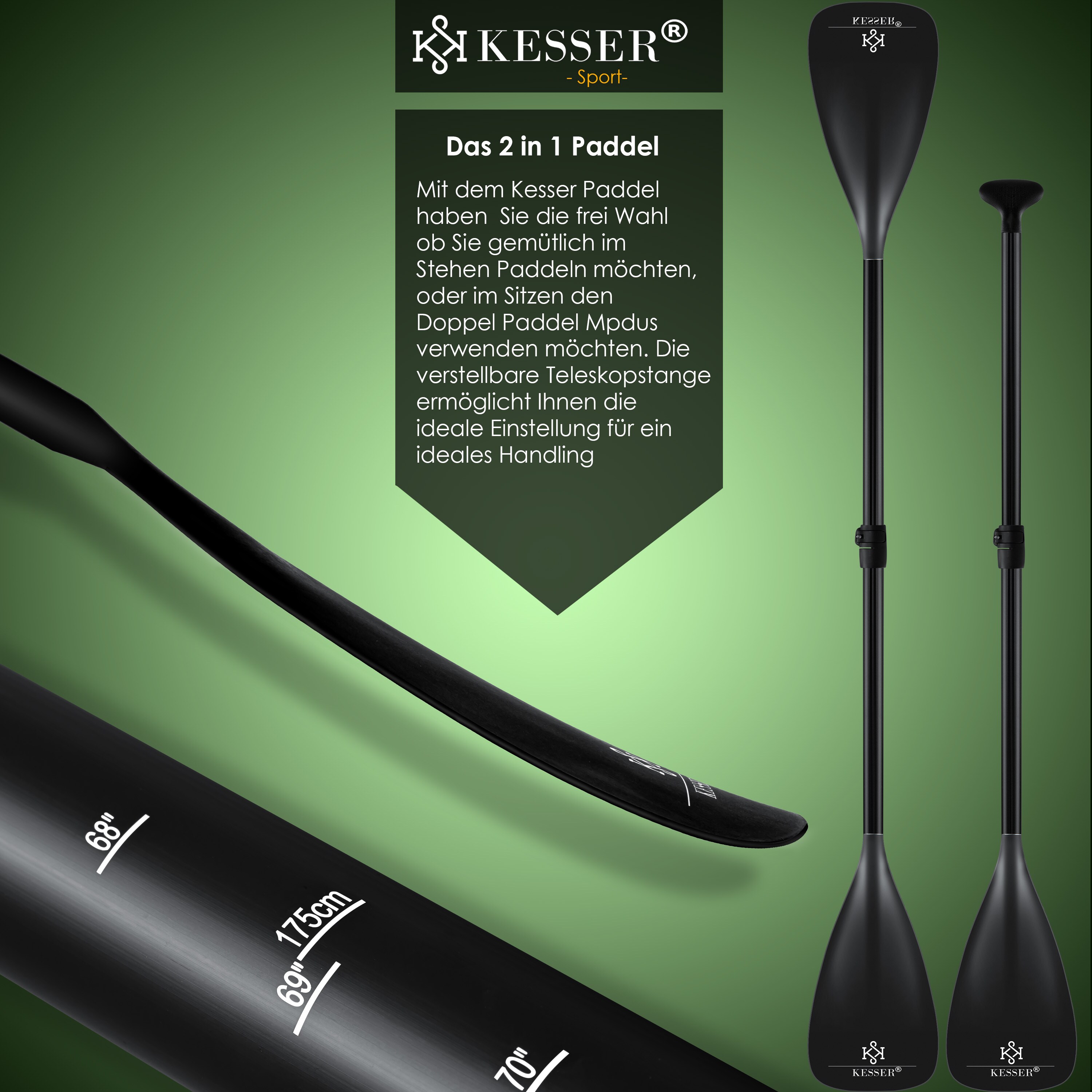 KESSER® Aufblasbares SUP Board Set Stand Up Paddle Board Premium Surfboard Wassersport | 6 Zoll Dick| Komplettes Zubehör | 130kg
