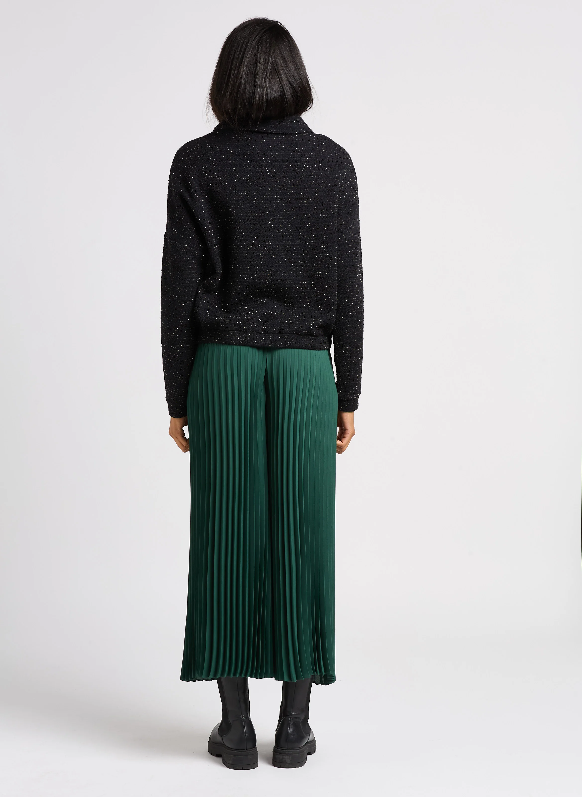 Sweat oversize col montant en coton mélangé | Noir