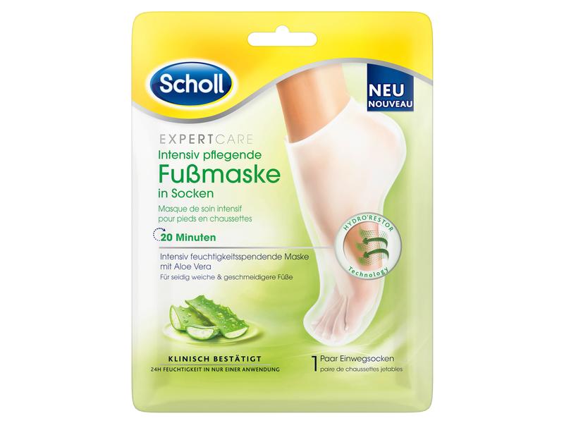 Scholl Fussmaske Aloe Vera 2 Stück Intensiv feuchtigkeitsspendende Maske in Socken mit Aloe Vera