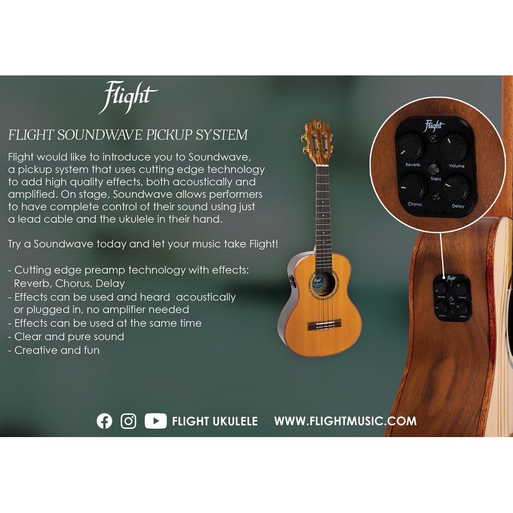 Flight Soundwave Pickup System voorversterker met ingebouwde effecten voor ukelele