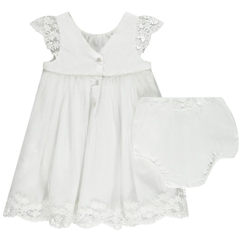 Ensemble de cérémonie 2 pièces robe + bloomer pour bébé fille - Ecru