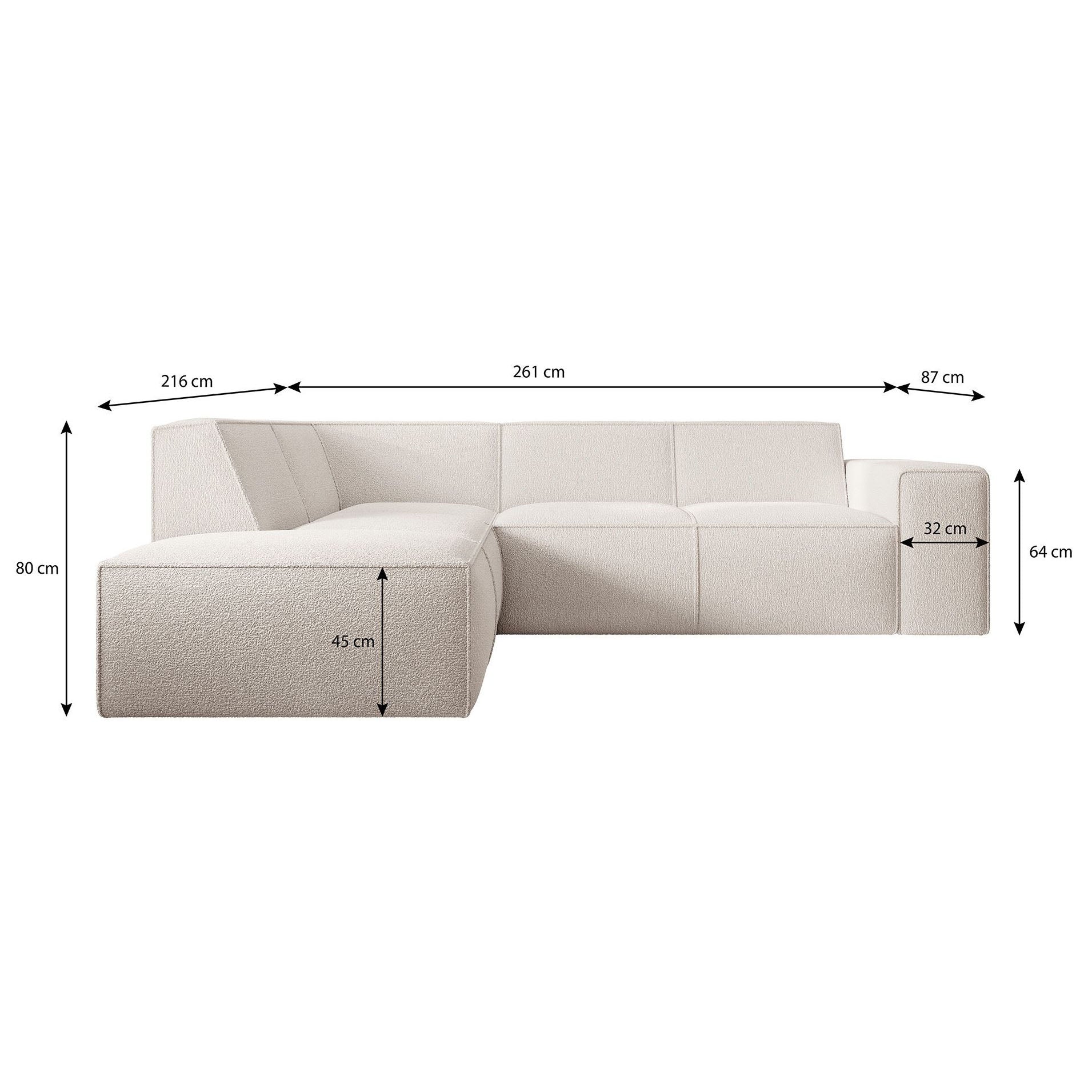 Monet - Hoekbank 4-zits met chaise longue - Kunstleer zwart - Links