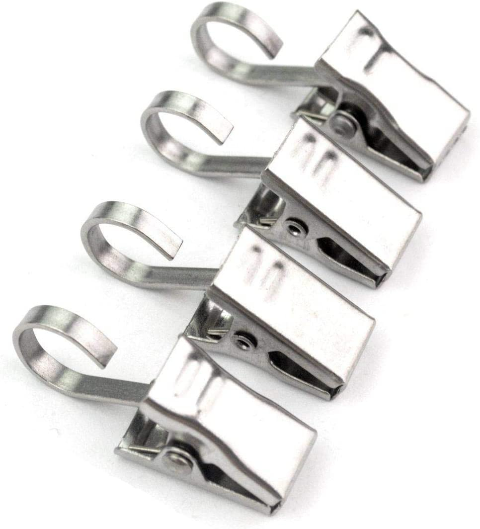 (15er Set) Ø9mm Edelstahl Gardinen Clip Haken Universal Vorhang Klammern - Silber