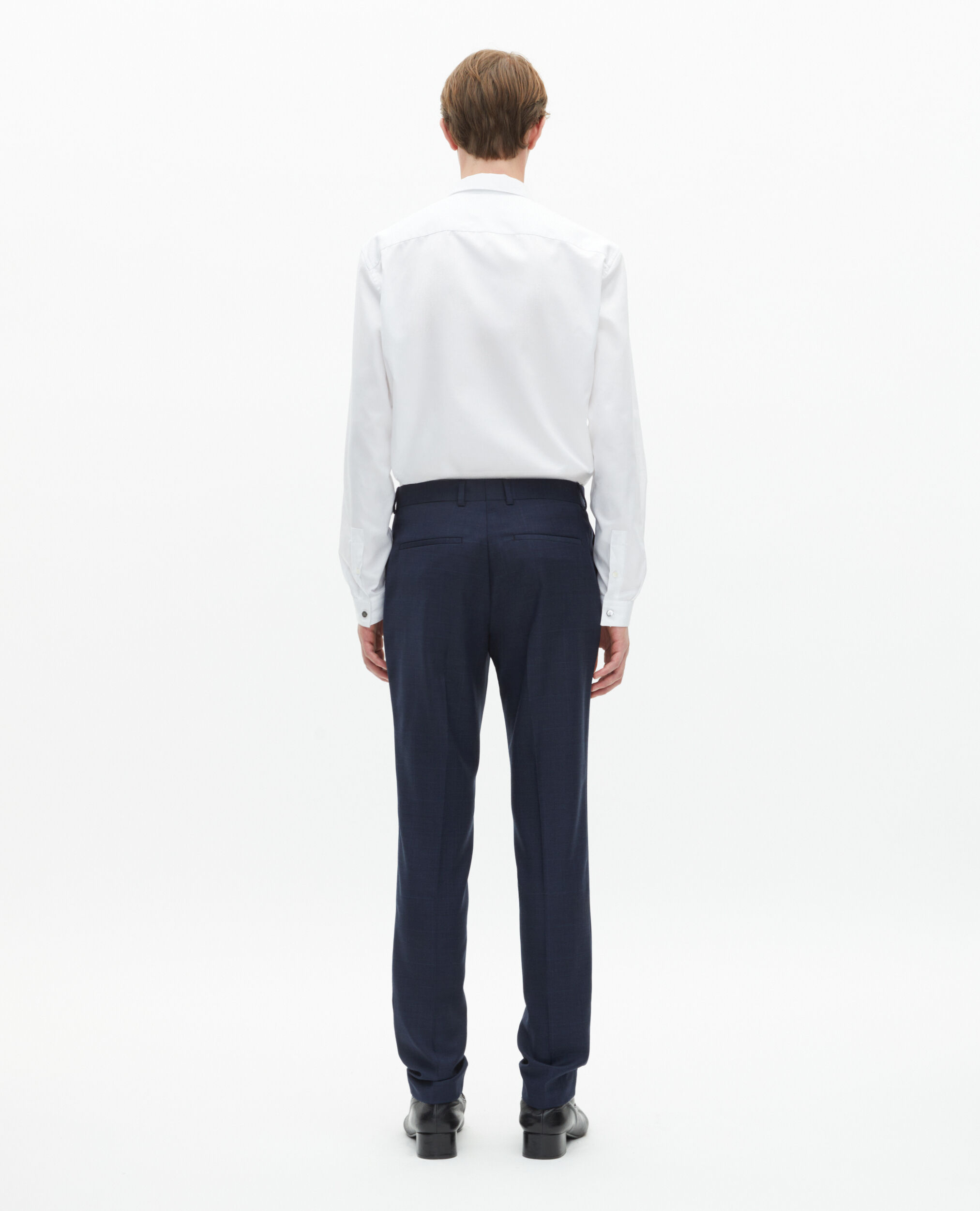 Pantalon de costume ajusté en laine marine
