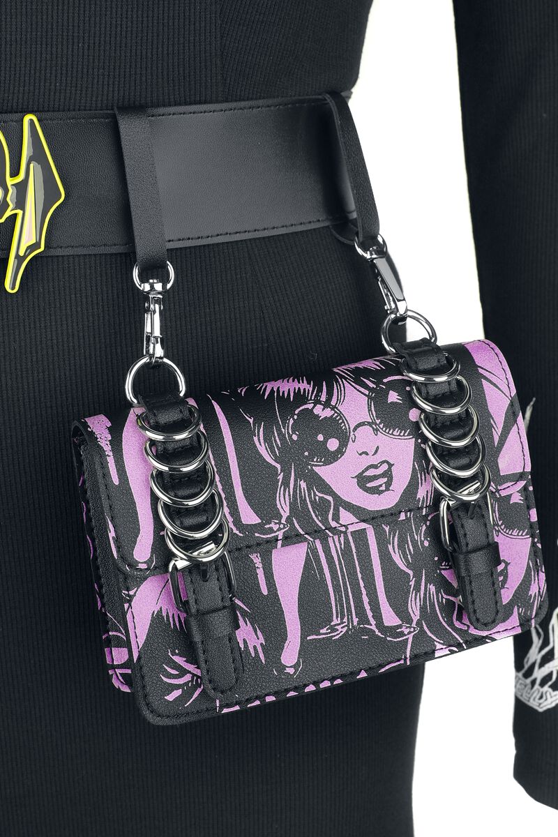 Gothicana X Elvira - Robe avec ceinture & sac | Gothicana by EMP Robe mi-longue