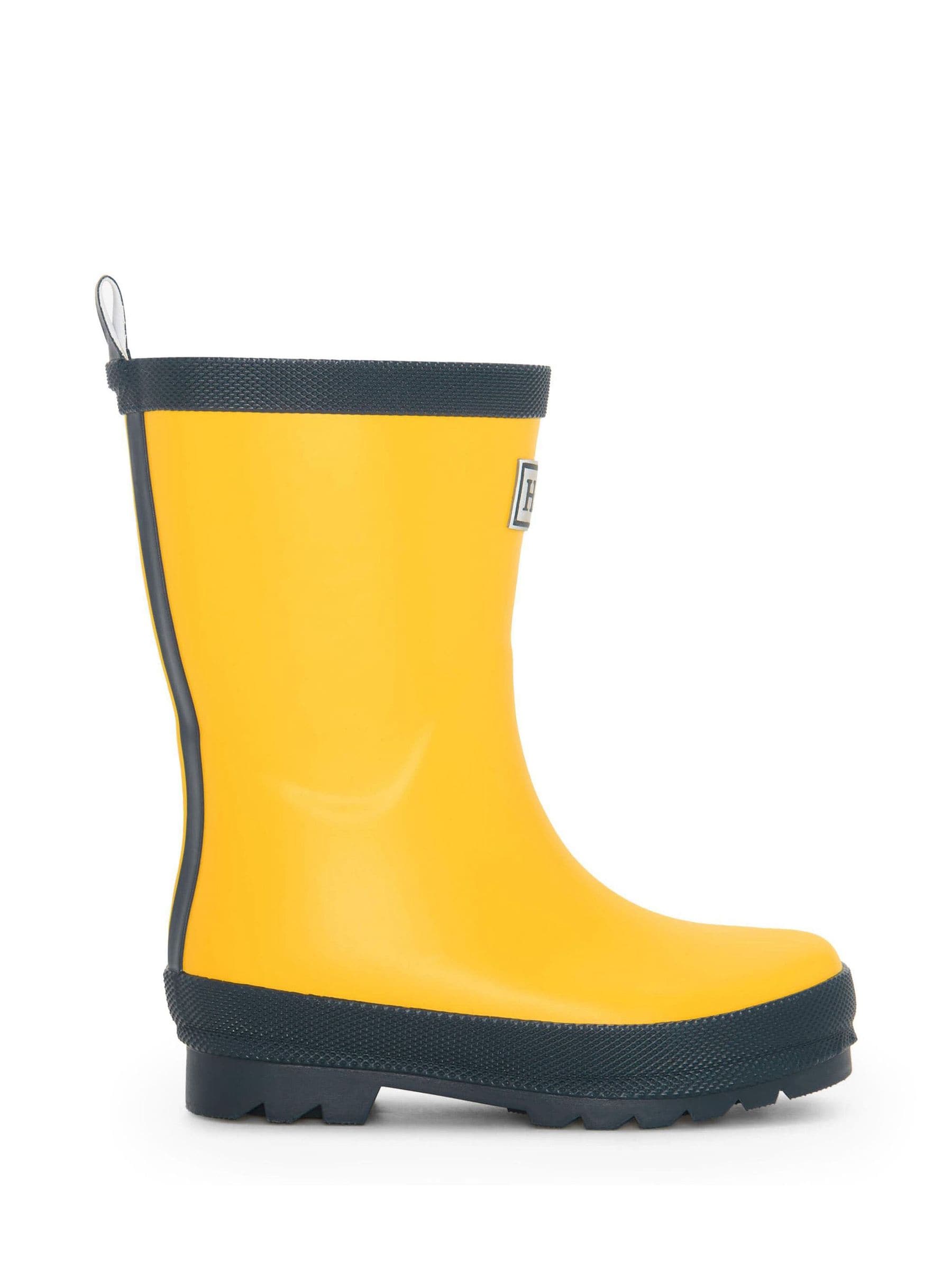 Yellow & Navy Matte Rain Wellies
