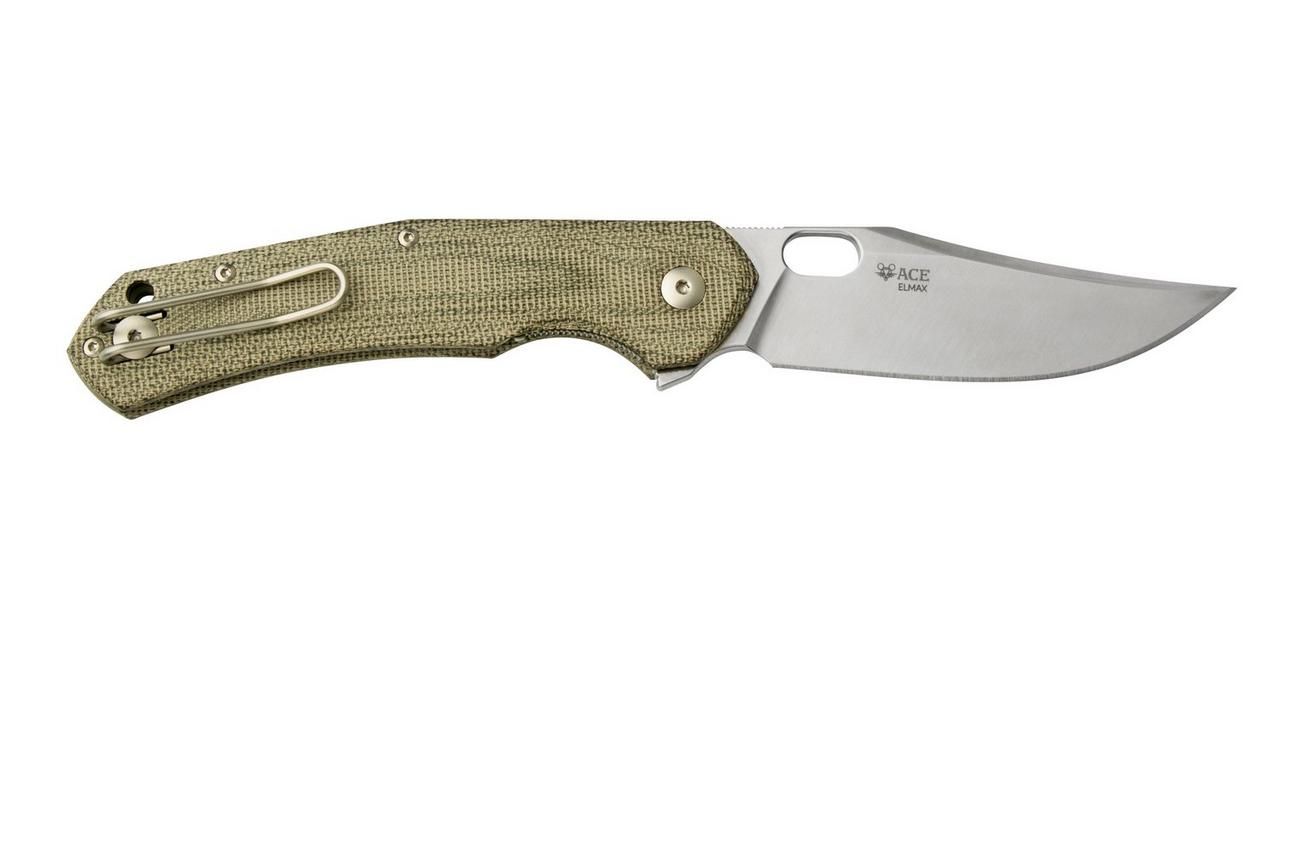 GiantMouse ACE Jutland Green Canvas Micarta zakmes, Ansø en Voxnaes design