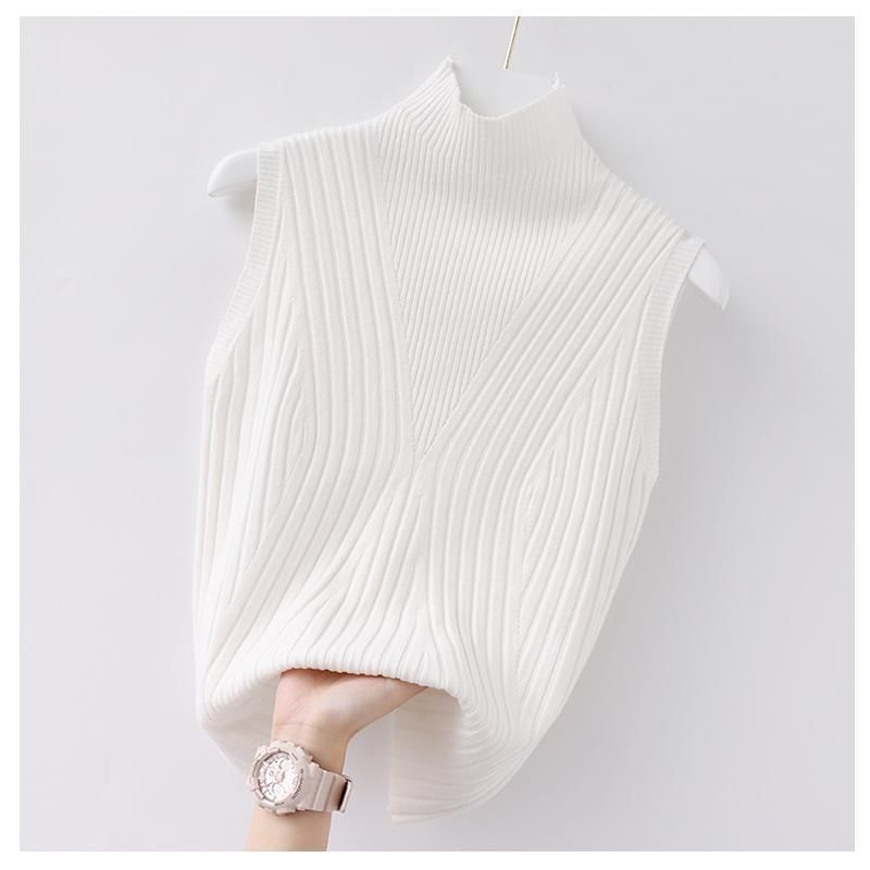 Adoree - Mouwloze top met geribbelde hals en effen kleur