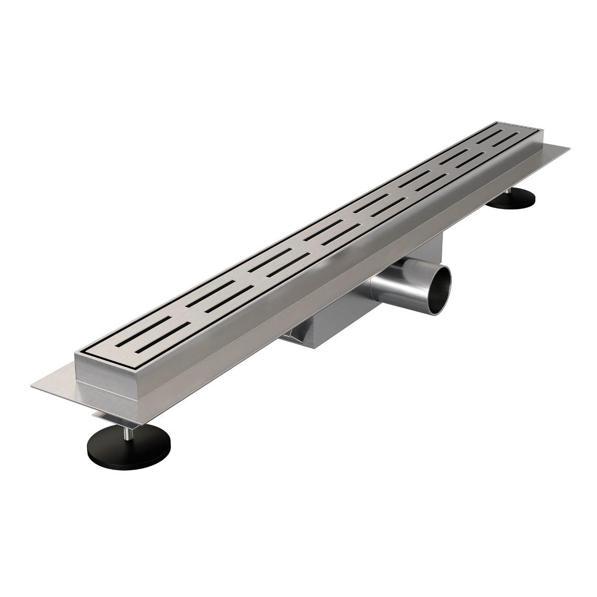 Brauer Small douchegoot 60cm met standaard rooster en flens RVS geborsteld