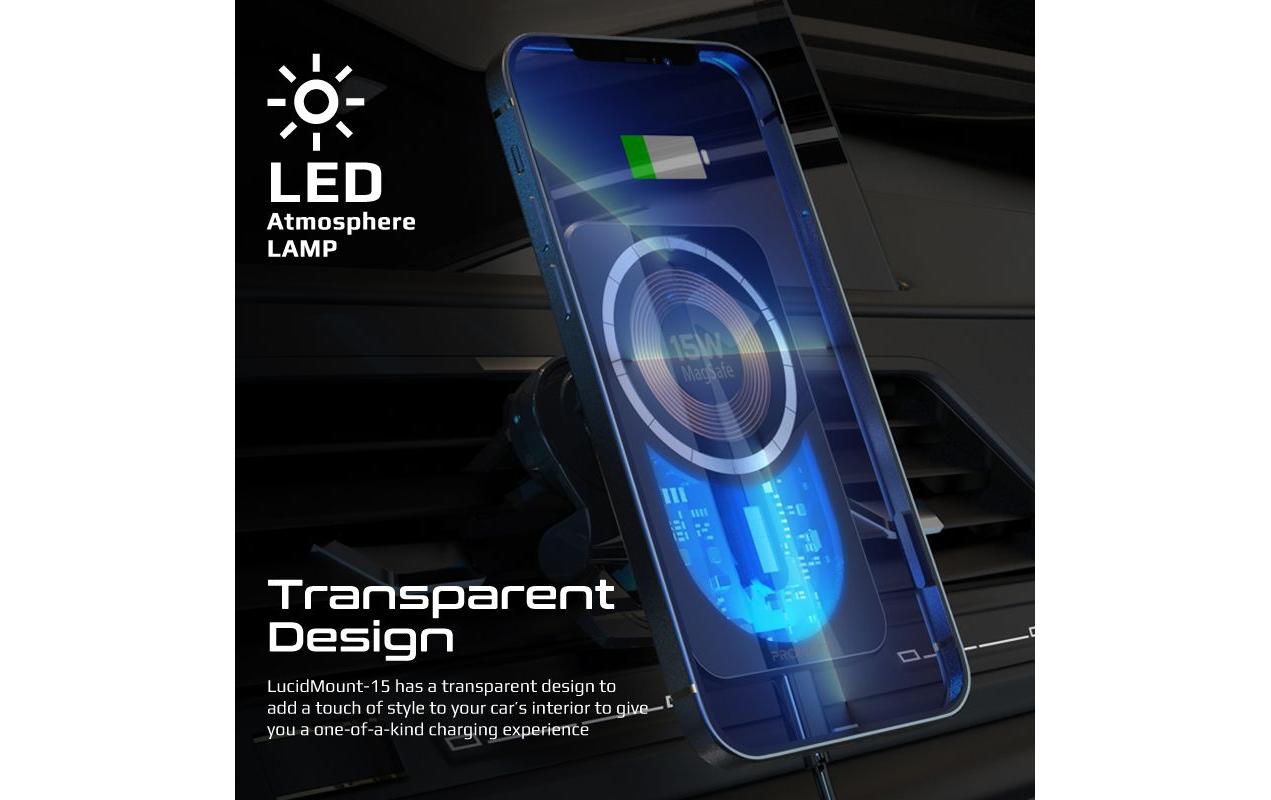 Smartphone-Halterung LucidMount-15Kabelloses Ladegerät mit Magnethalterung