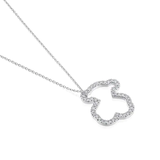 Colar Icon Gems em ouro branco com motivo de urso médio em diamante