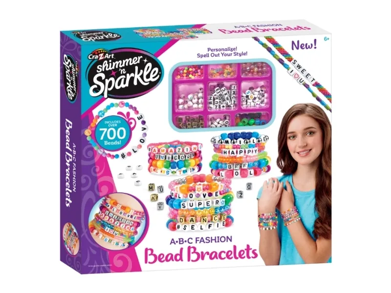 SHIMMER N SPARKLE ABC FASHION BEAD BRACELETS