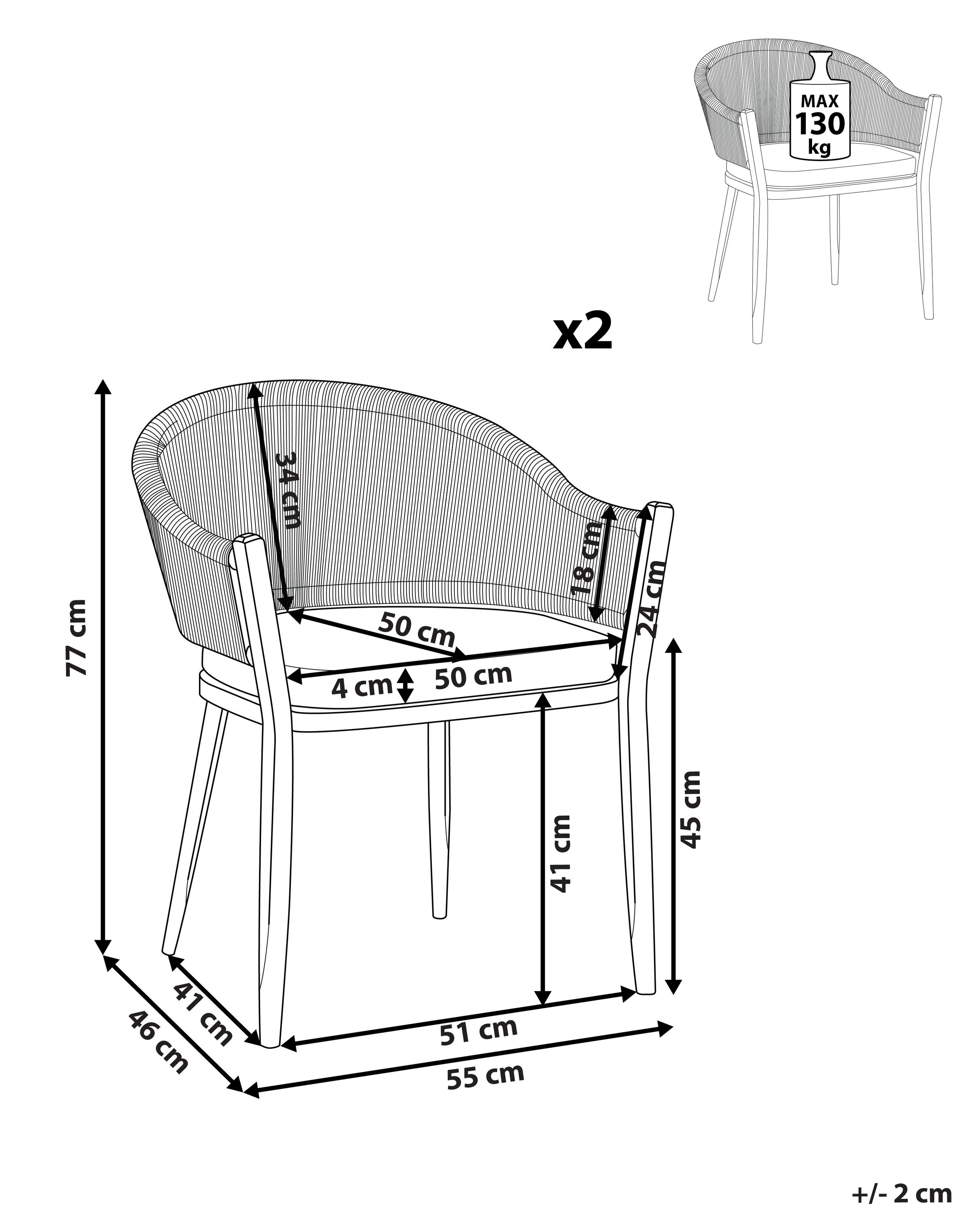 Set van 2 stoelen met zitkussen MILETO Metaal Grijs