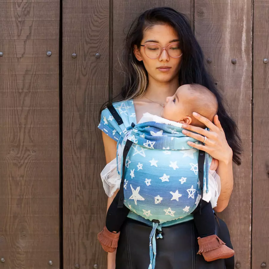 Hoppediz Neugeborenen Babytrage Primeo Jacquard Singapur Blue