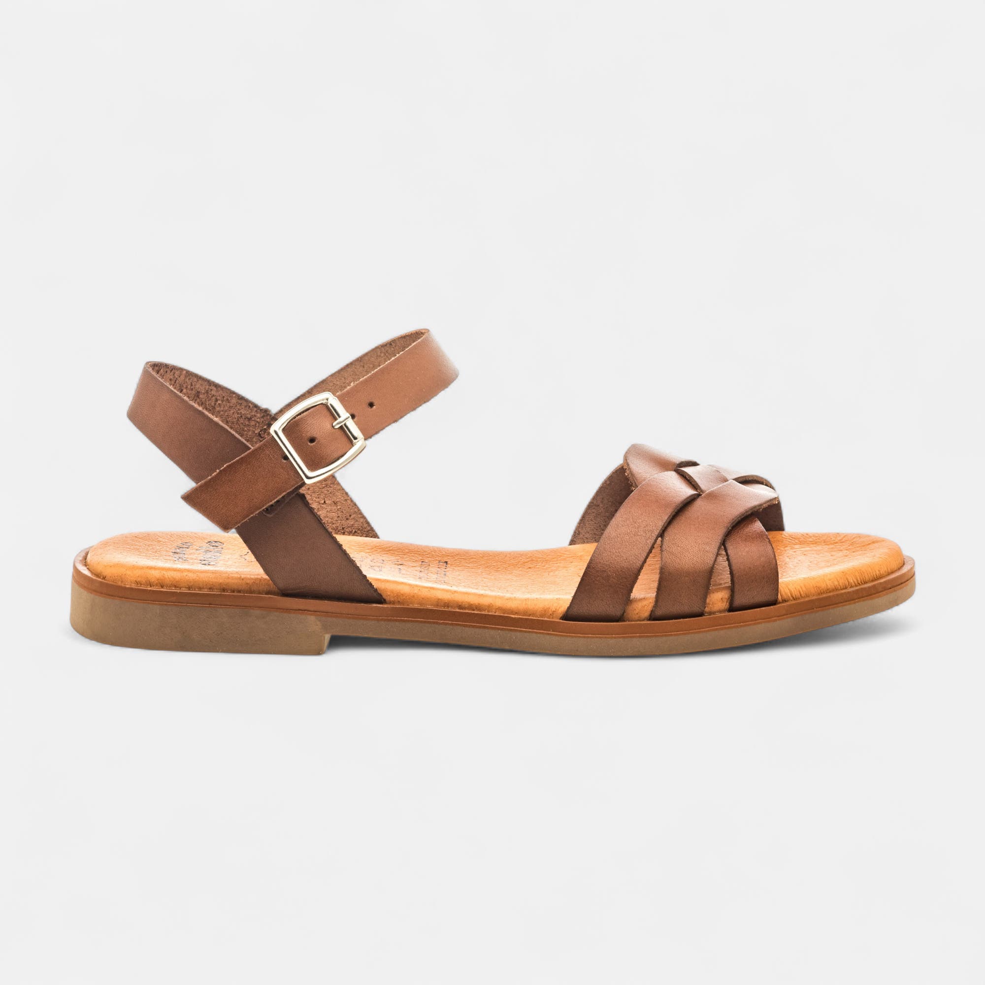 Nu-pieds Femme en cuir marron