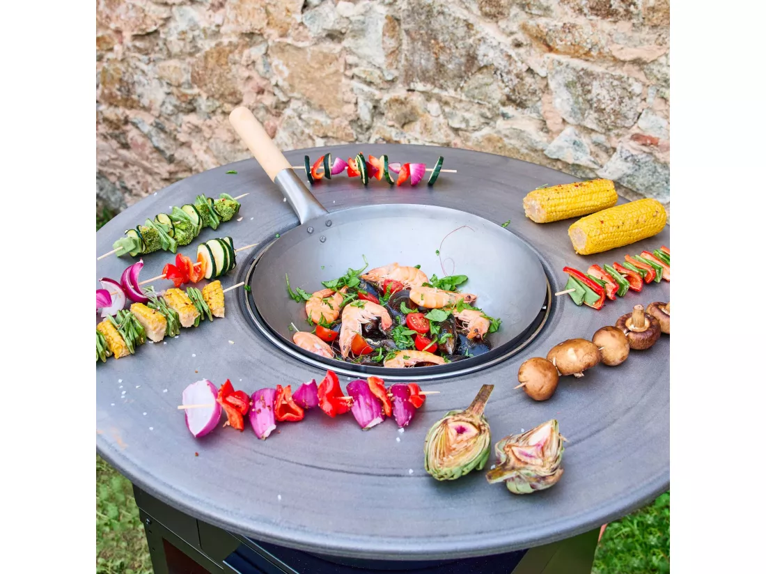 Brasero barbecue Ø81.5cm avec grille de cuisson et espace de rangement